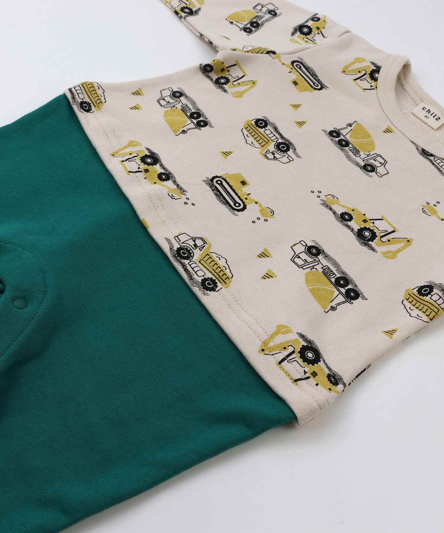 チルツー chil2 切り替えデザイン裏毛カバーオール