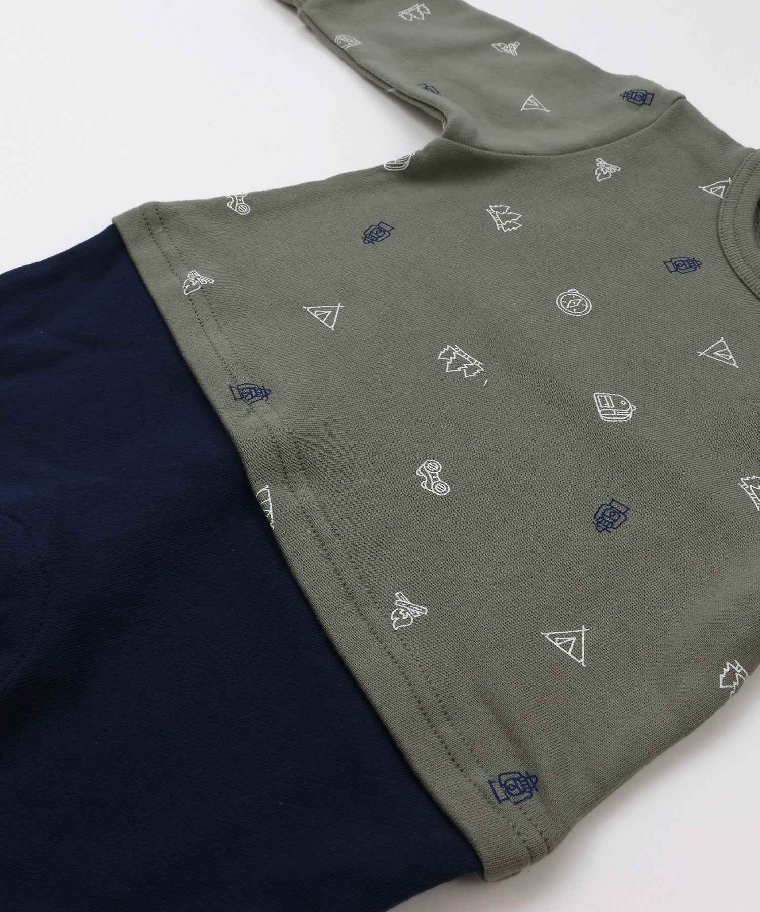 チルツー chil2 切り替えデザイン裏毛カバーオール