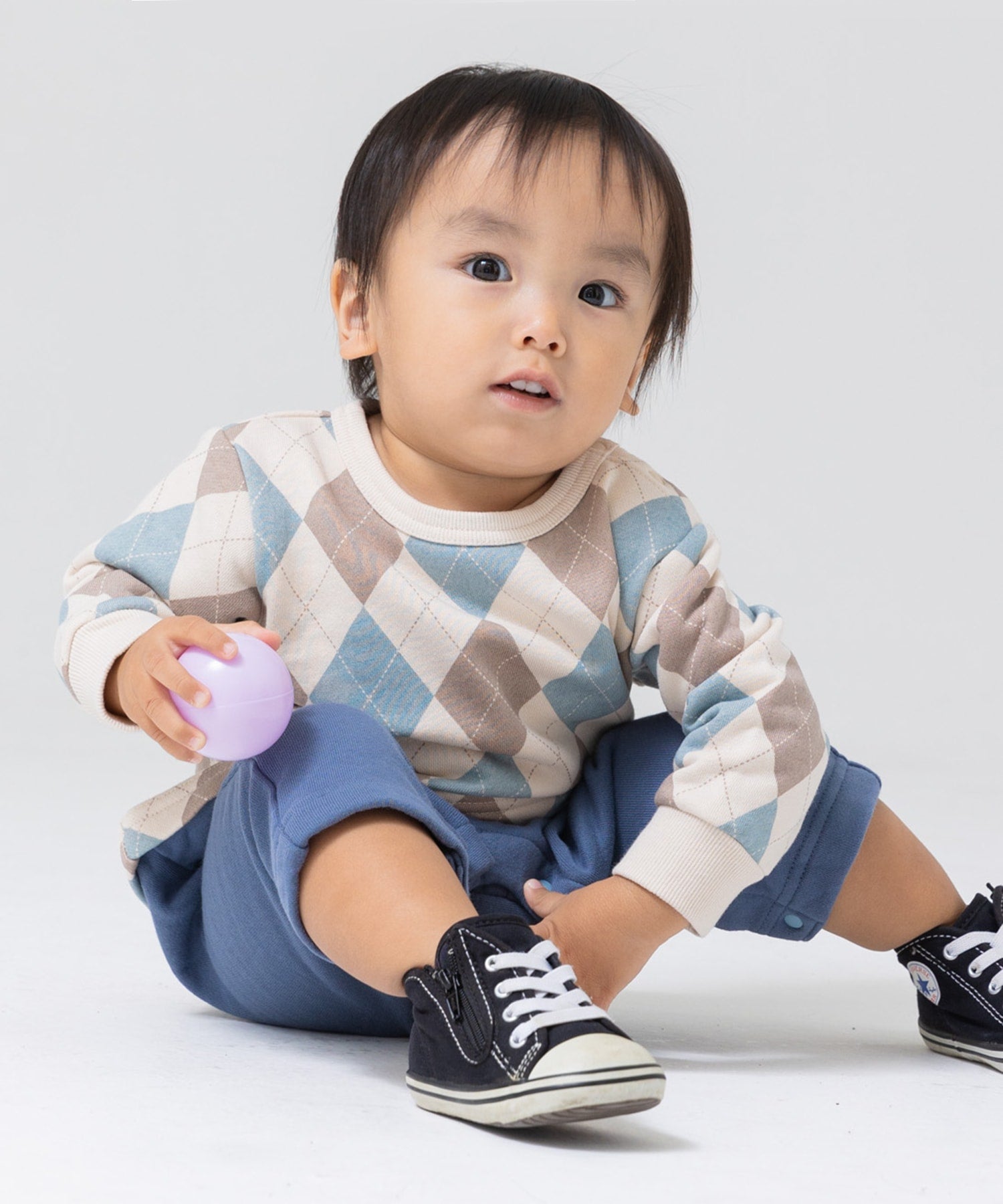 チルツー chil2 切り替えデザイン裏毛カバーオール