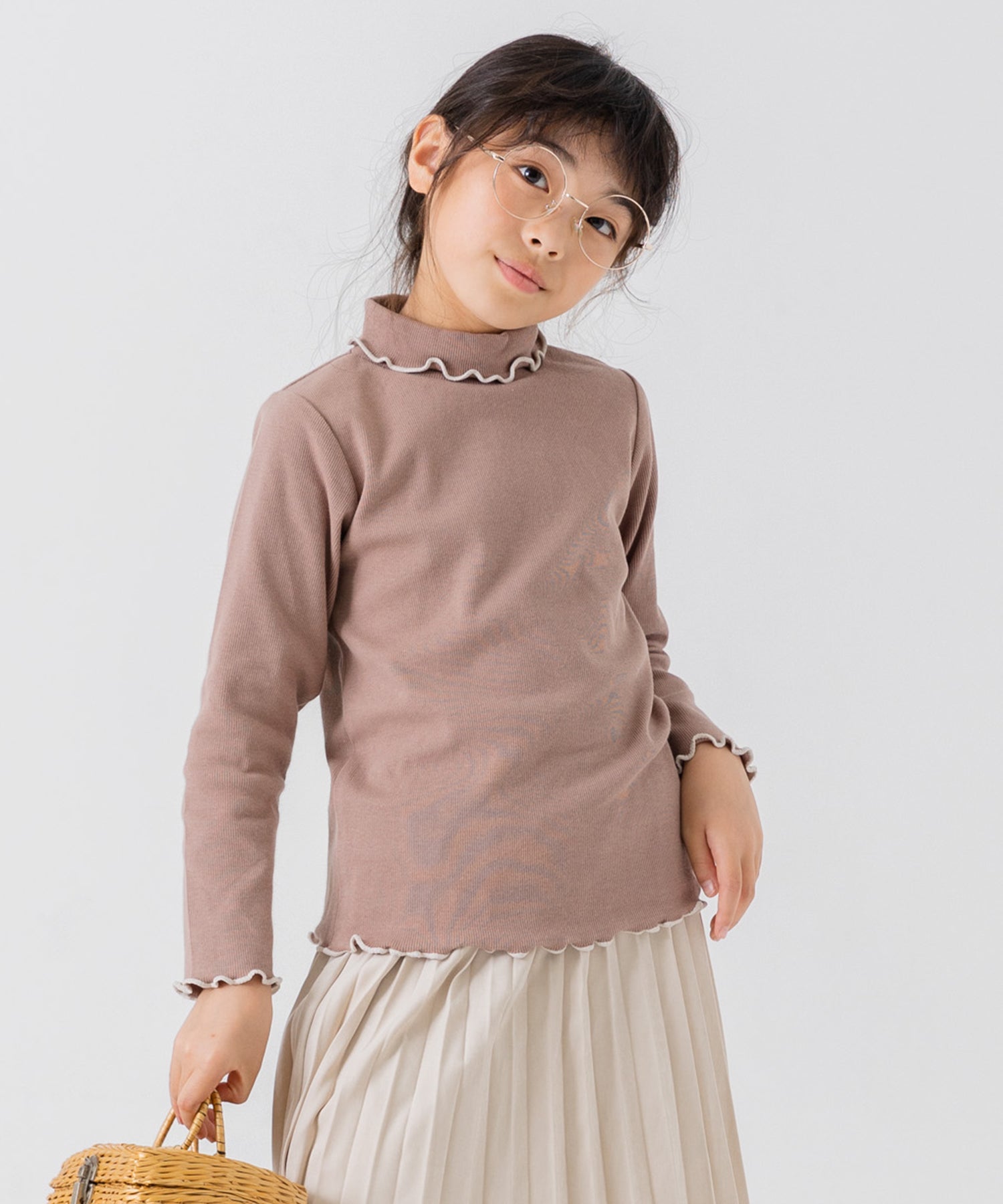 チルツー chil2 リブハイネックカットソー,モカ