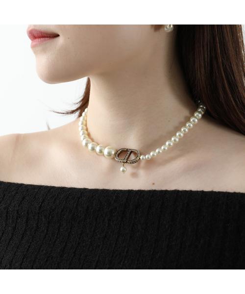 py Diorネックレス Dior Oblique Pendant Necklace Silver-Finish Brass and White