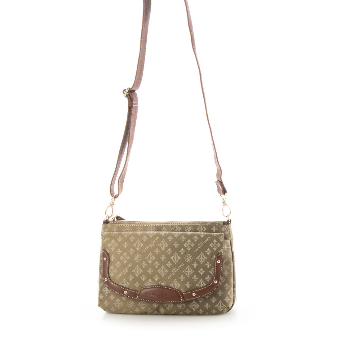 CHRISTIAN OLIVIER PARIS お財布ショルダー 2Wayハンドバッグ はっ水 モノグラム ジャガード織