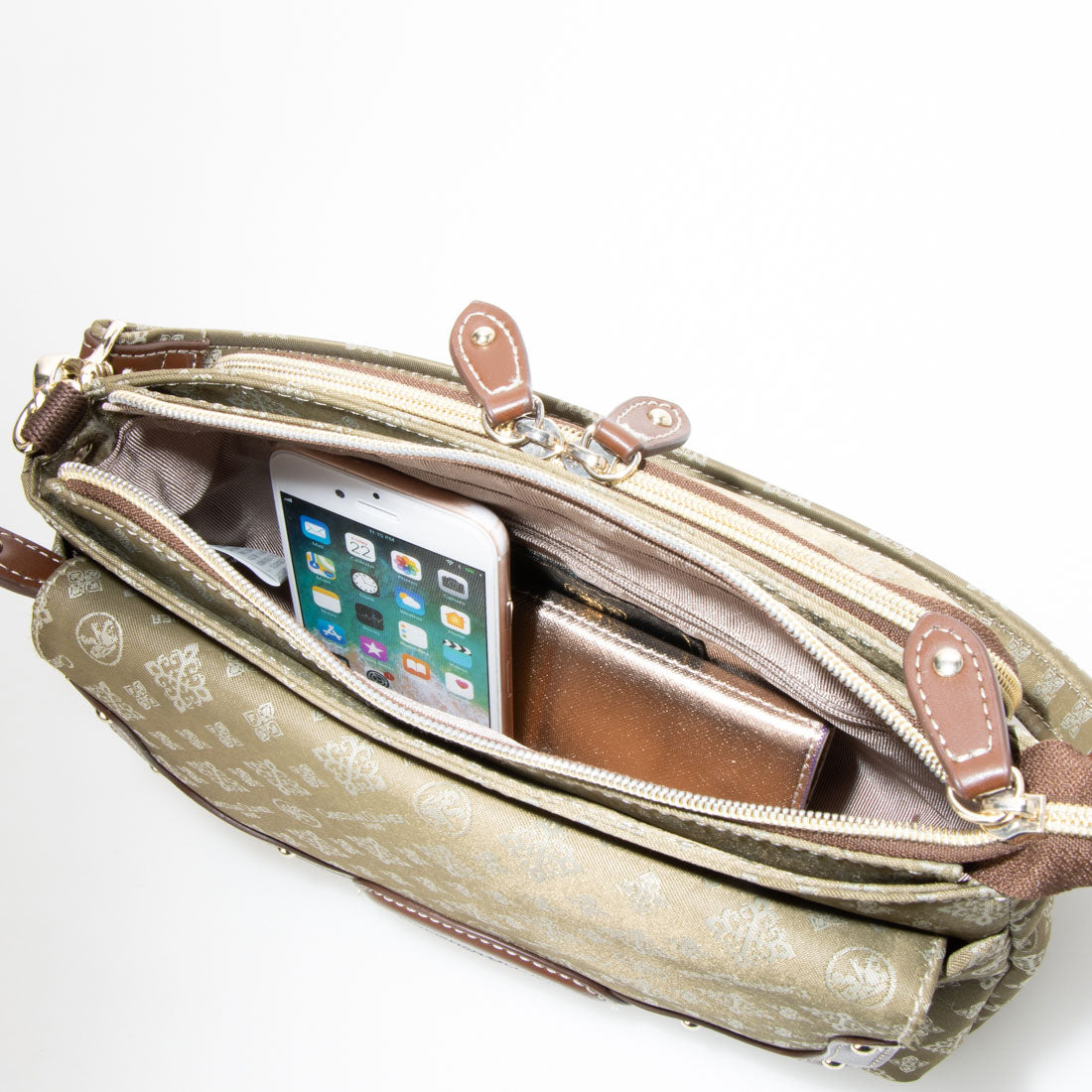 CHRISTIAN OLIVIER PARIS お財布ショルダー 2Wayハンドバッグ はっ水 モノグラム ジャガード織