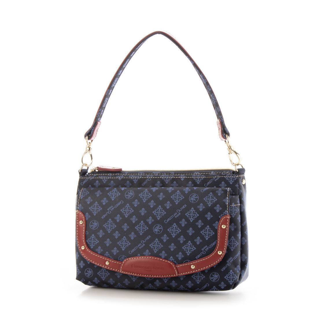 CHRISTIAN OLIVIER PARIS お財布ショルダー 2Wayハンドバッグ はっ水 モノグラム ジャガード織