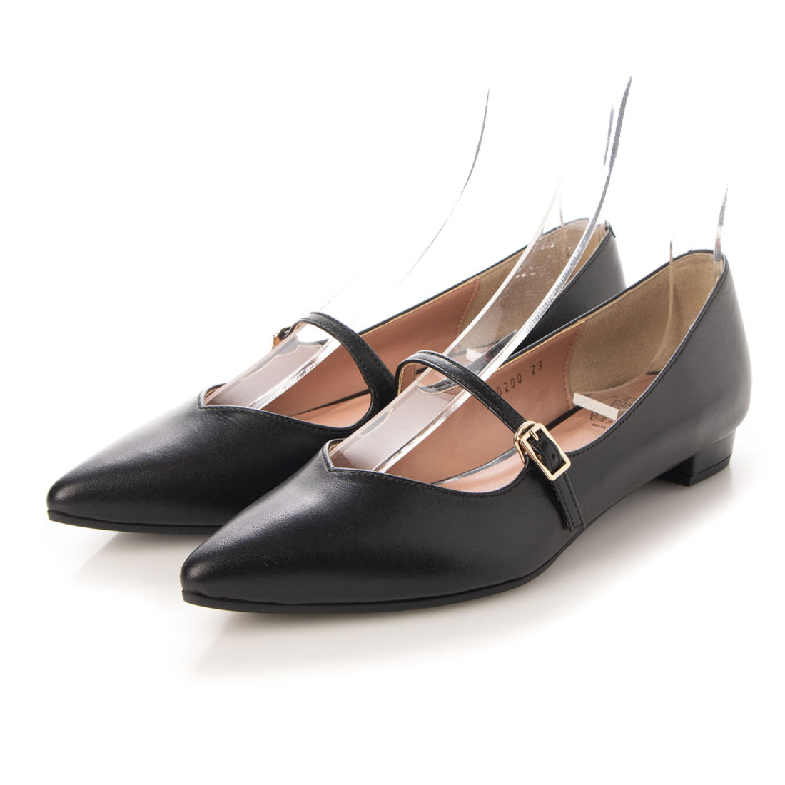 シェルシェ エトワール chercher ETOILE ストラップ フラットパンプス,ブラック