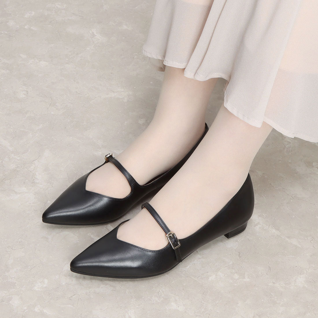 シェルシェ エトワール chercher ETOILE ストラップ フラットパンプス