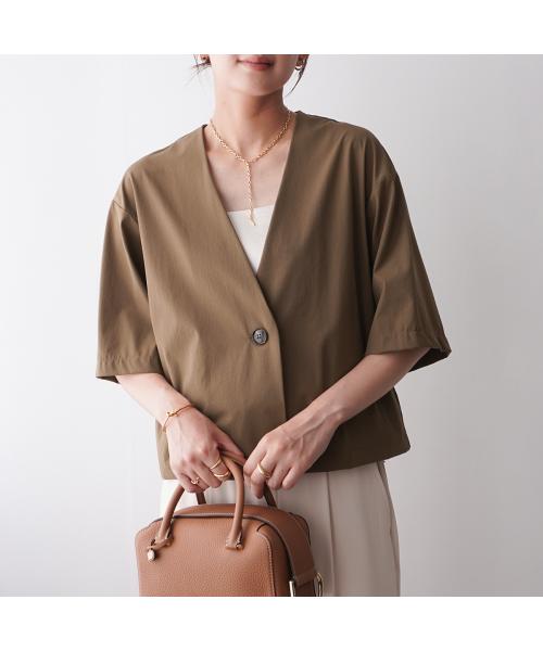 クロシェ CLOCHE CLOCHE ジャケット 84511 接触冷感 ノーカラー ショート丈 (88/ブラック) 88/ブラック
