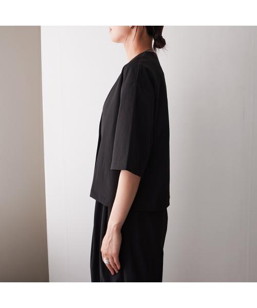クロシェ CLOCHE CLOCHE ジャケット 84511 接触冷感 ノーカラー ショート丈 (88/ブラック) 88/ブラック
