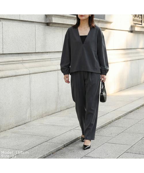 クロシェ CLOCHE CLOCHE ブラウス 85667 Vネック シアーバター ストレッチ (78/グレー) 78/グレー