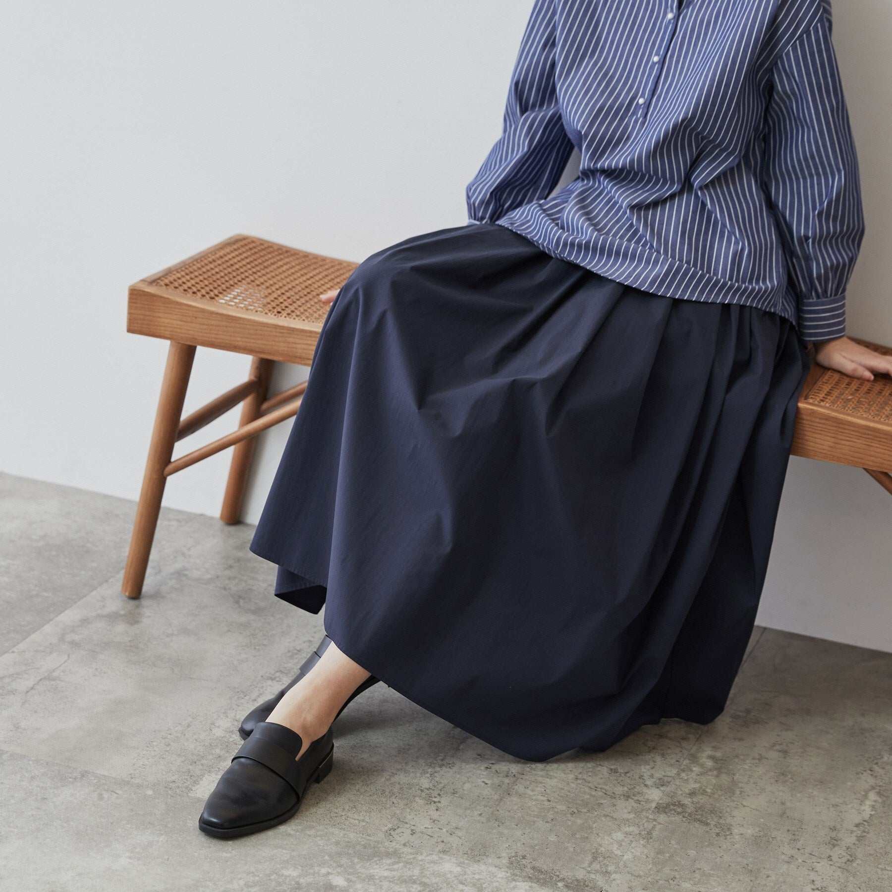 クロエンス cloenc タイプライターフレアスカート,ネイビー(094)