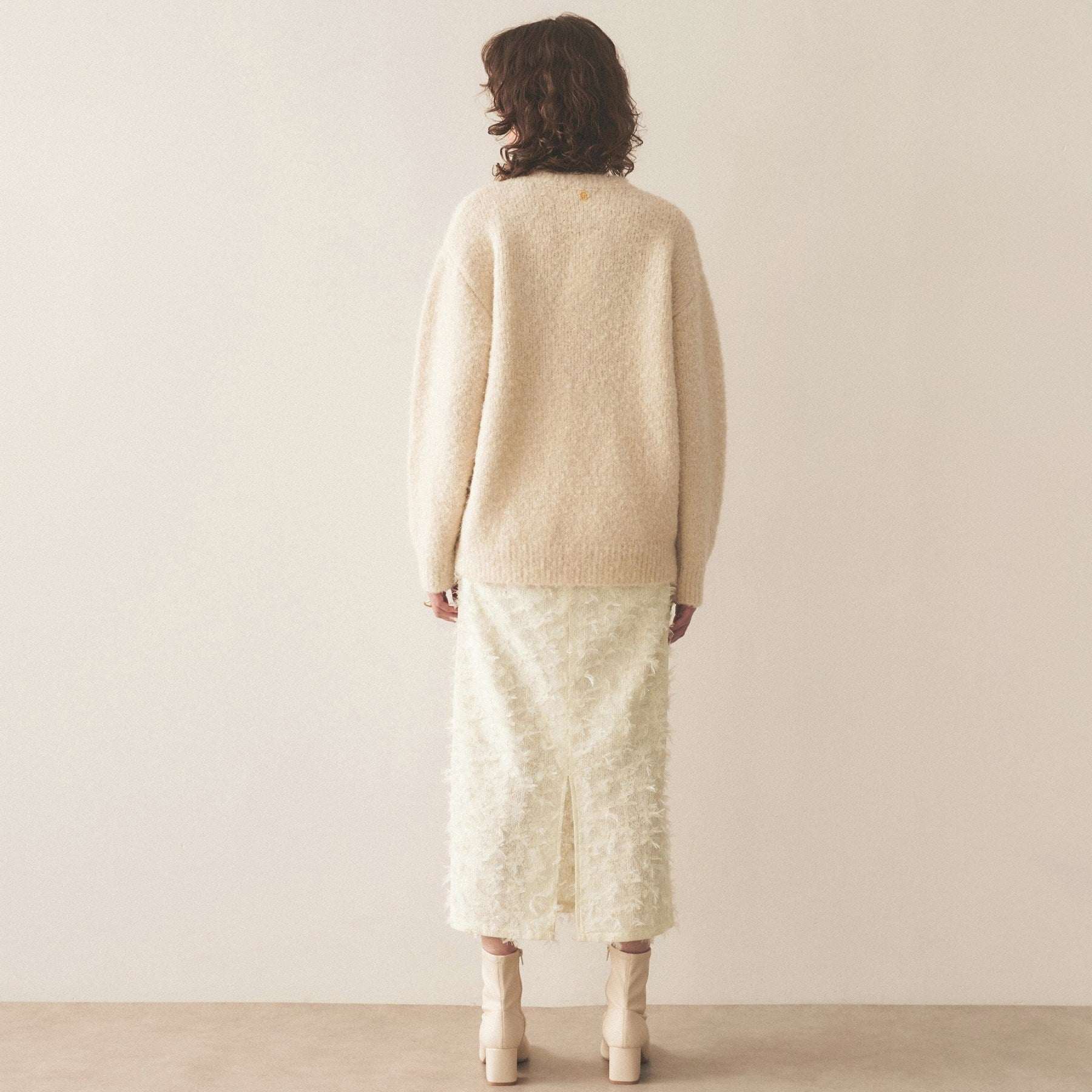 Cloenc shaggy jacquard lame long skirt