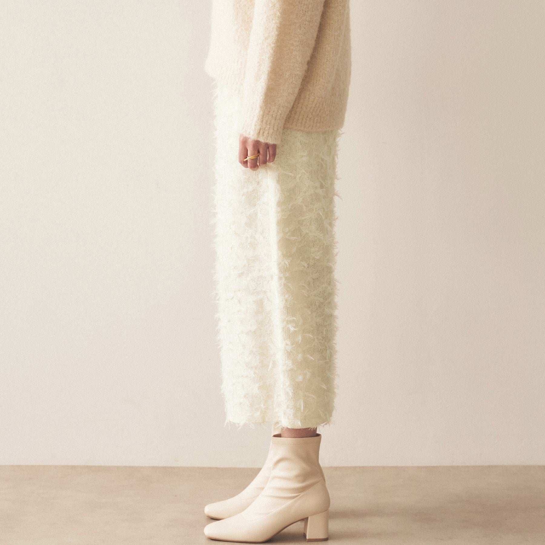 Cloenc shaggy jacquard lame long skirt