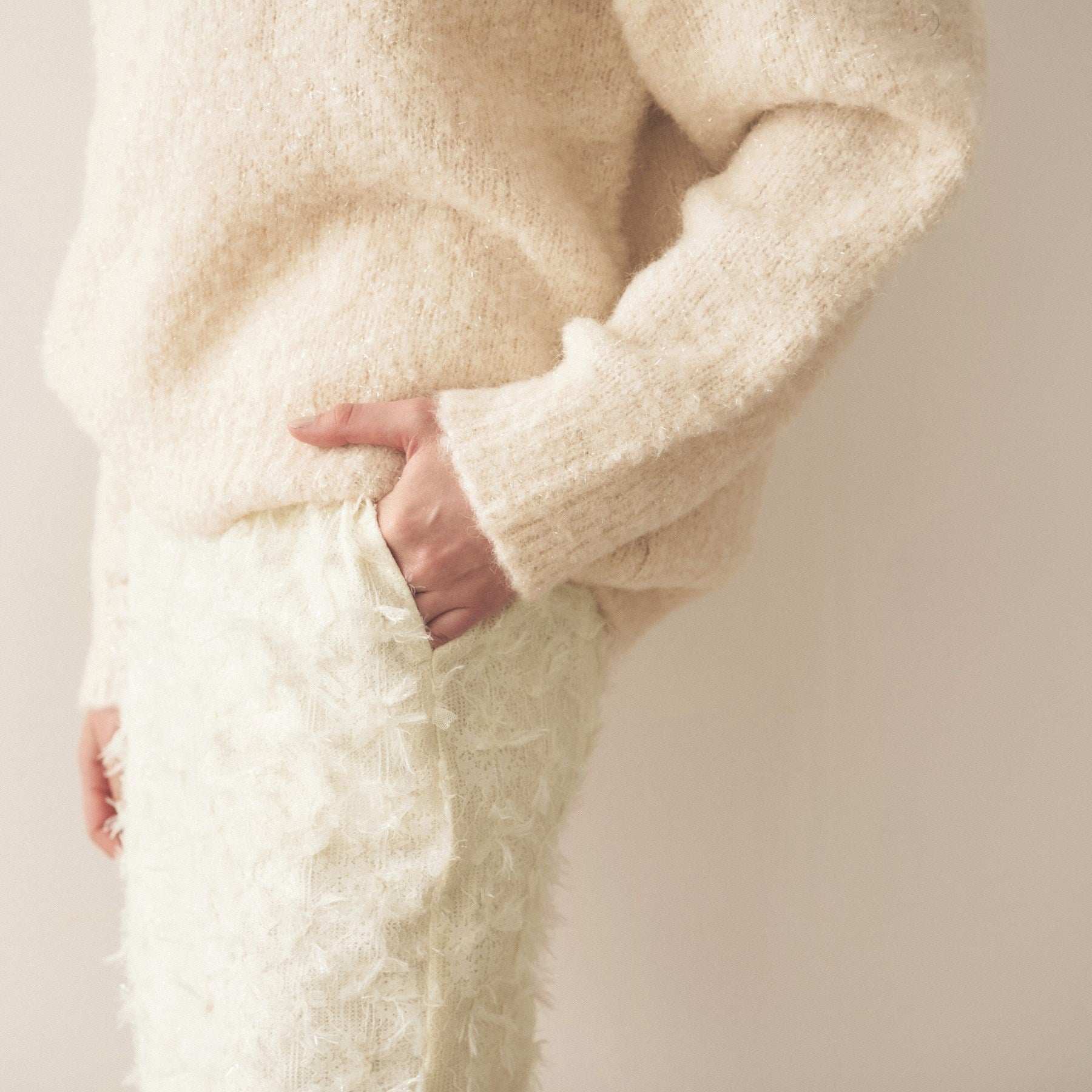 Cloenc shaggy jacquard lame long skirt