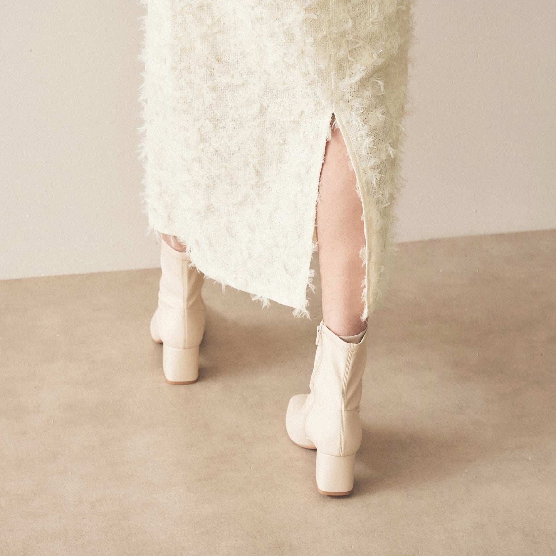 Cloenc shaggy jacquard lame long skirt