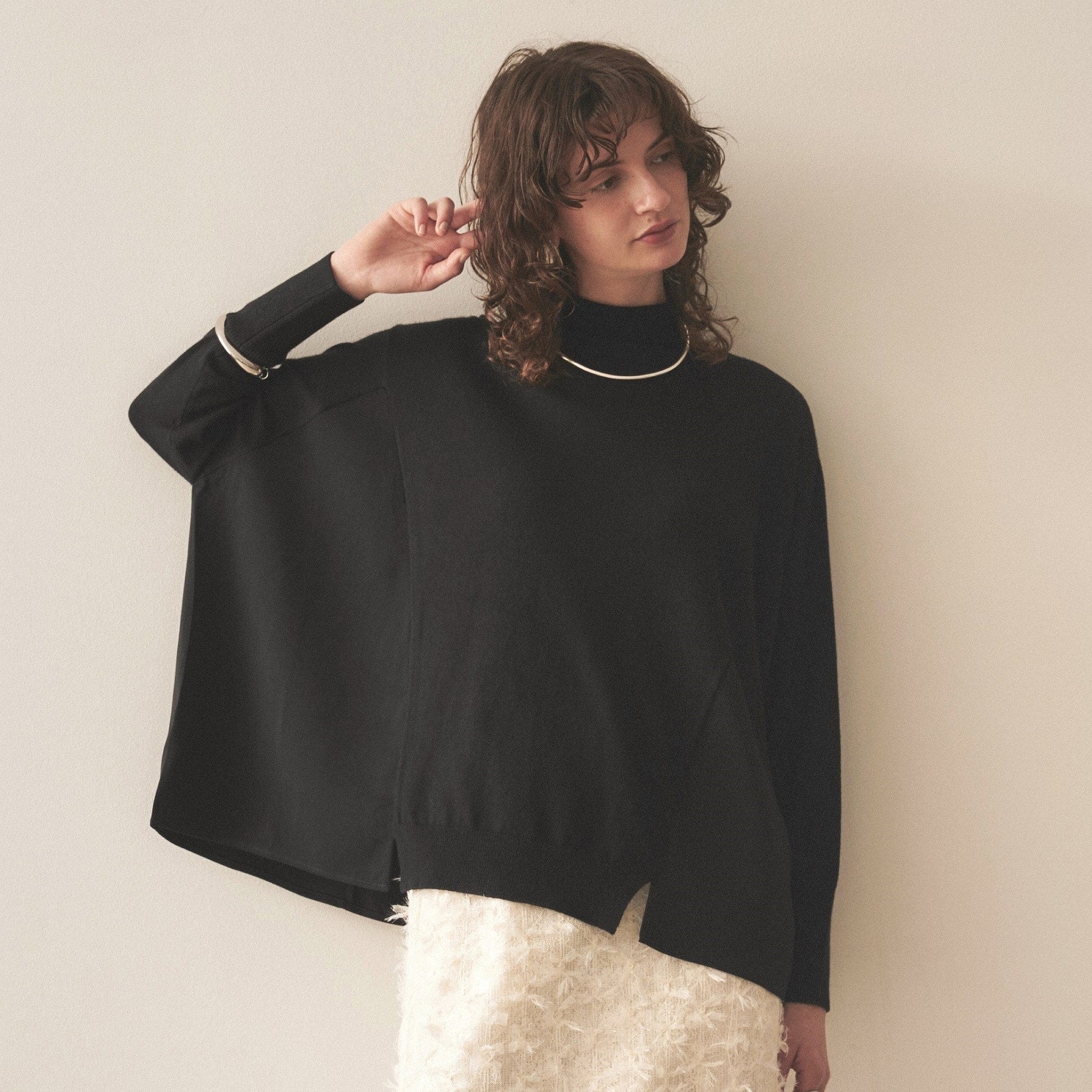 クロエンス cloenc ドッキング フレアニットプルオーバー (ブラック(019)) ブラック(019)