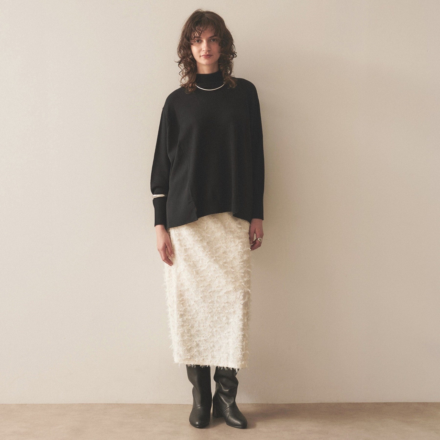 クロエンス cloenc ドッキング フレアニットプルオーバー (ブラック(019)) ブラック(019)