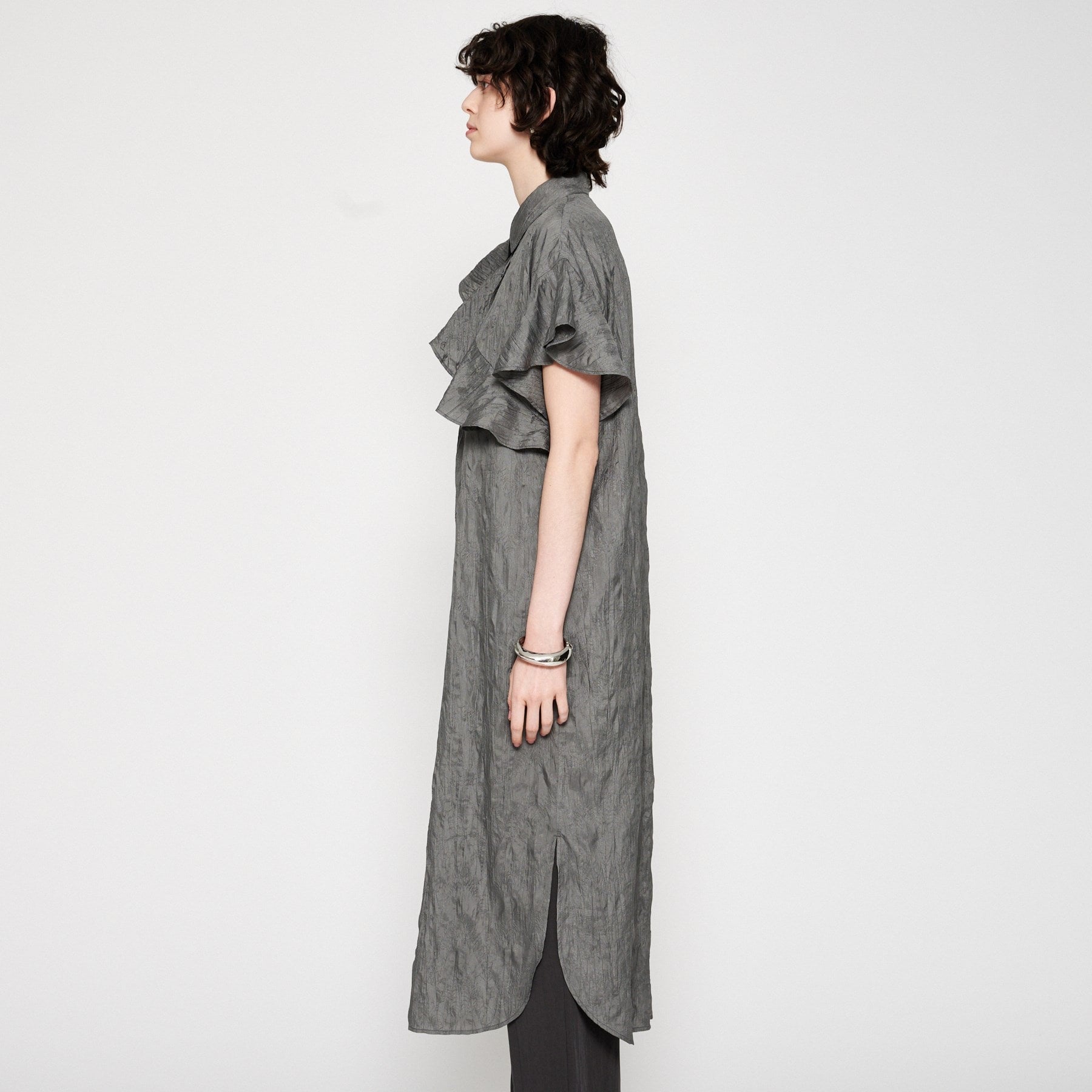 クロエンス cloenc 【手洗い可/ラクちん】フリルワッシャーワンピース (ブラック(019)) ブラック(019)