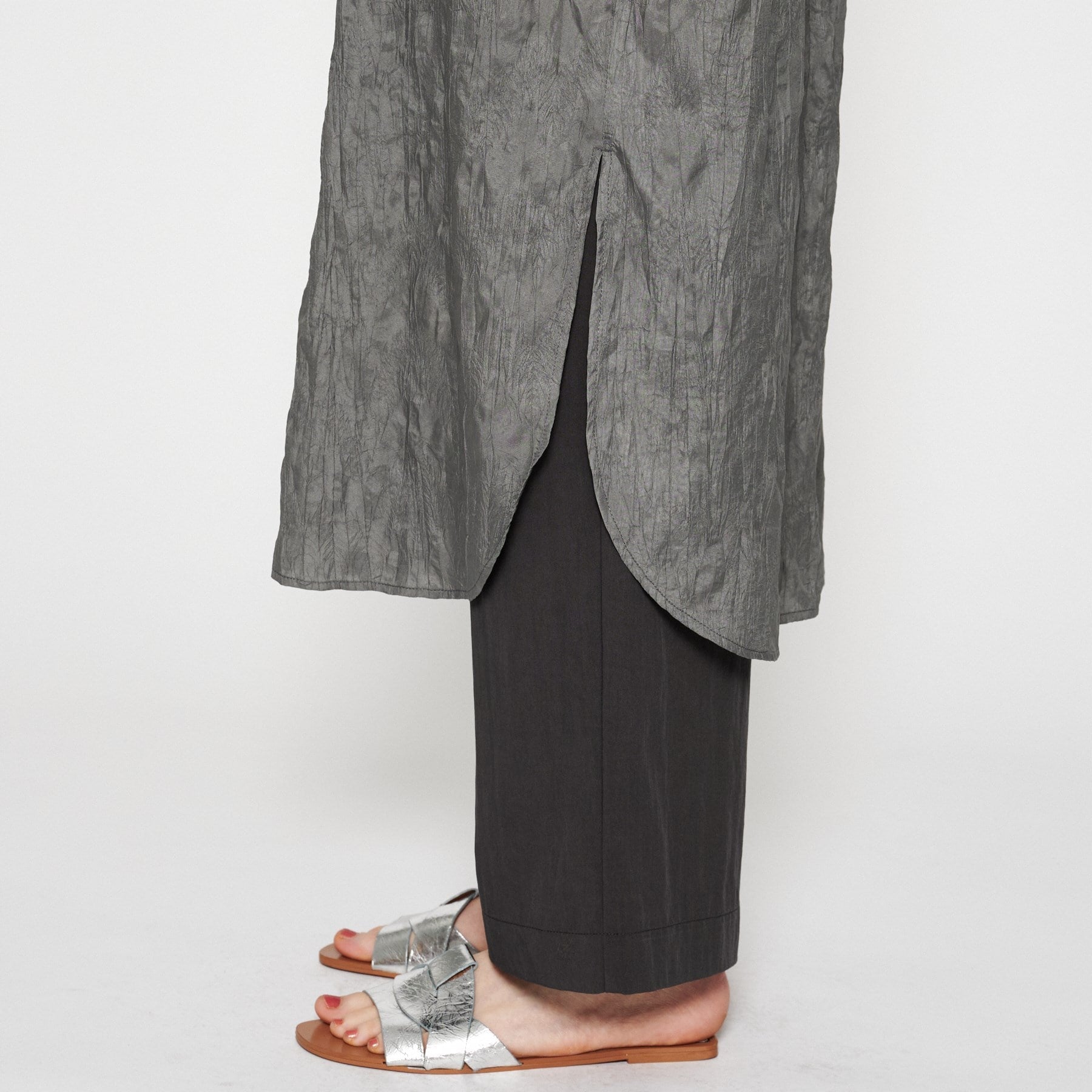 クロエンス cloenc 【手洗い可/ラクちん】フリルワッシャーワンピース (ブラック(019)) ブラック(019)