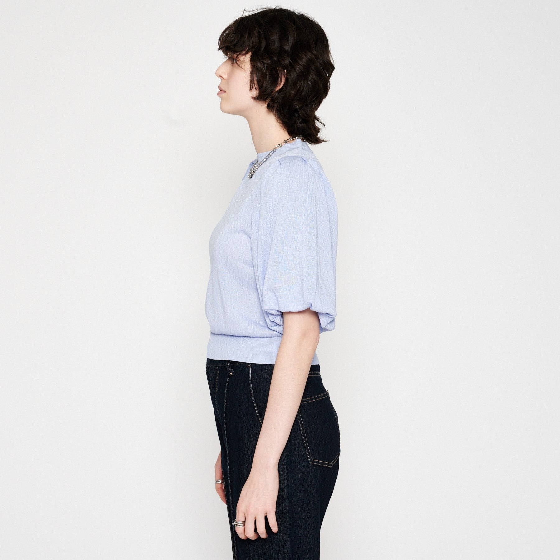 クロエンス cloenc 【手洗い可】バルーンスリーブニットプルオーバー (ラベンダー(080)) ラベンダー(080)