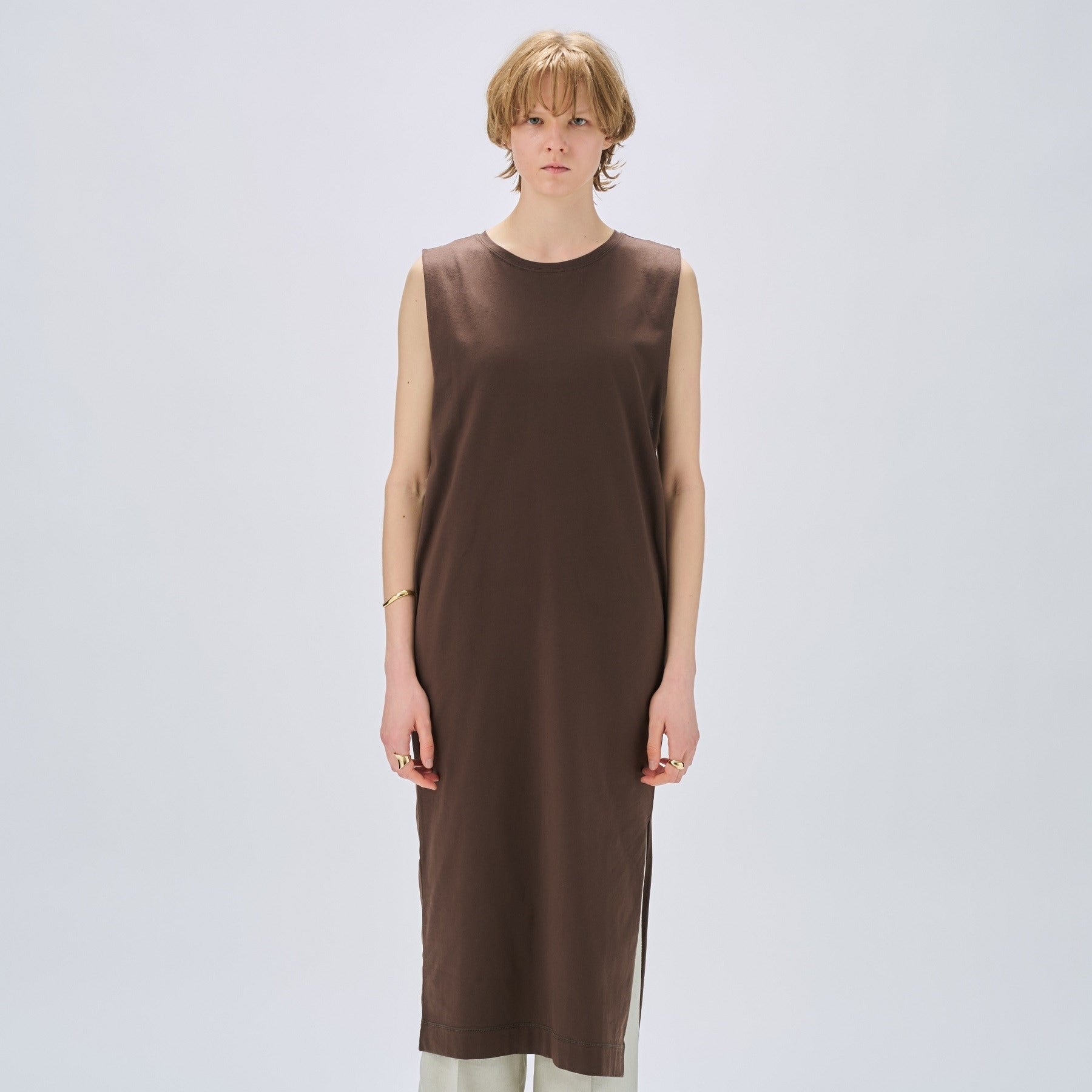 クロエンス cloenc 【UVカット/接触冷感】コットンブレンドロングカットソーワンピース (ブラウン(044)) ブラウン(044)