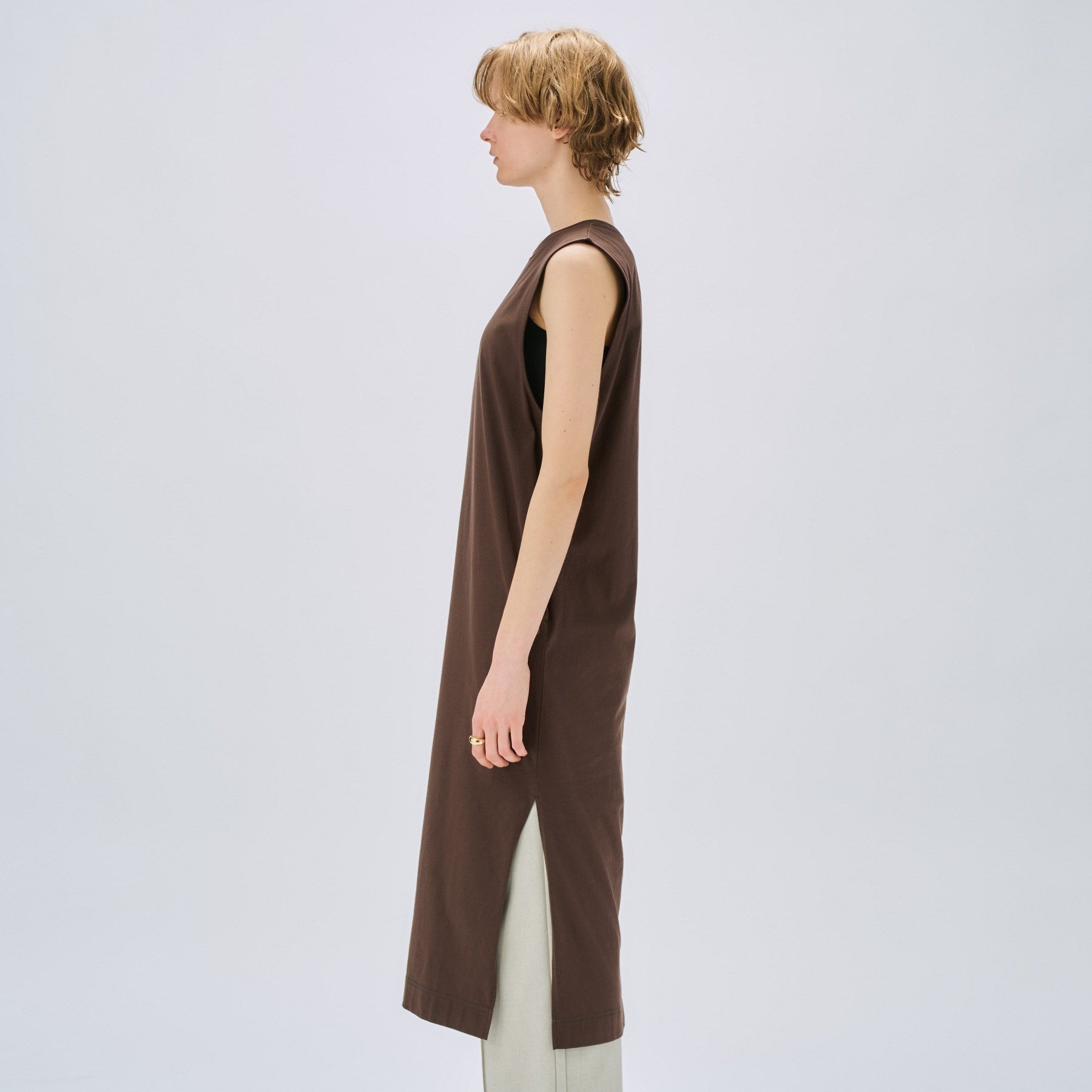 クロエンス cloenc 【UVカット/接触冷感】コットンブレンドロングカットソーワンピース (ブラウン(044)) ブラウン(044)