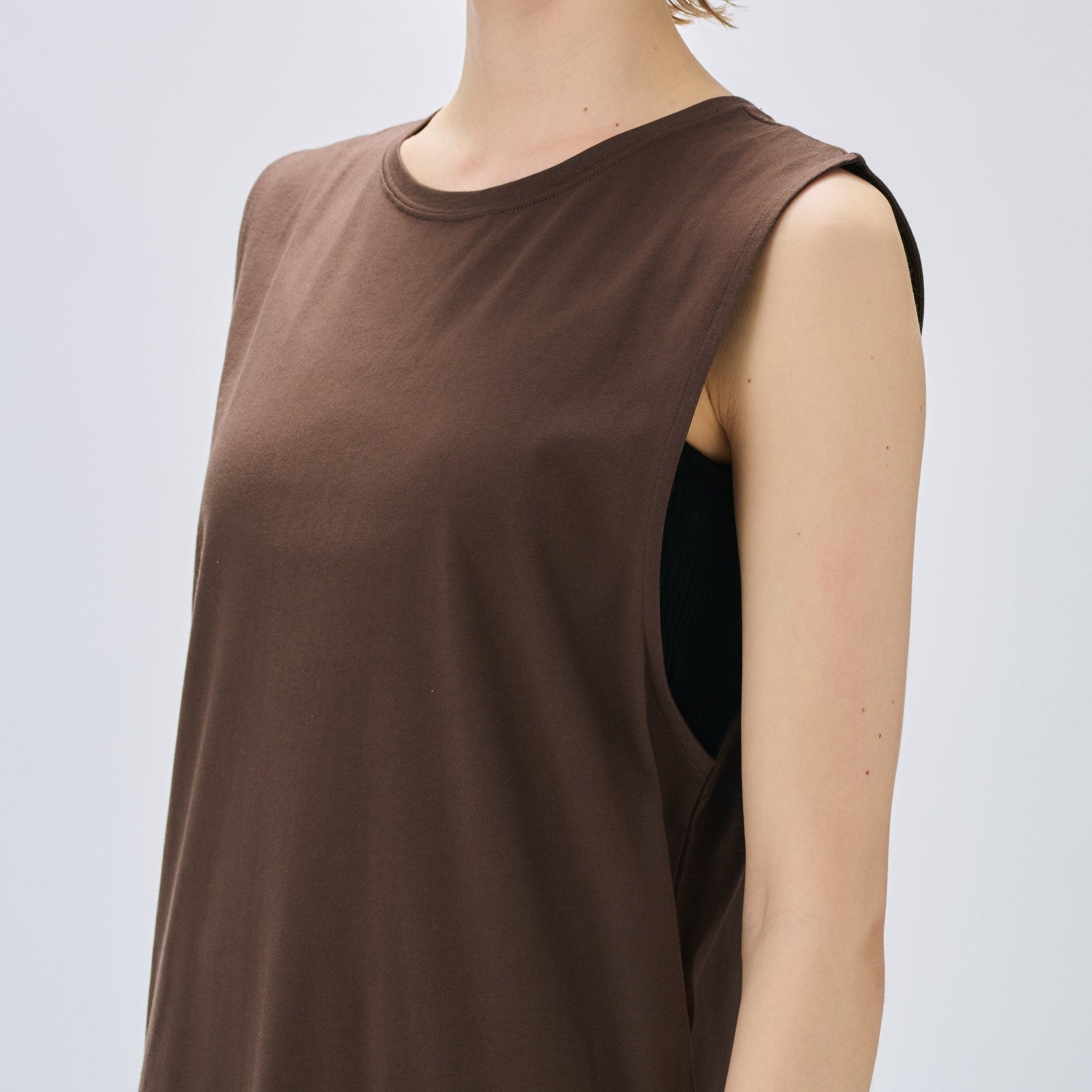 クロエンス cloenc 【UVカット/接触冷感】コットンブレンドロングカットソーワンピース (ブラウン(044)) ブラウン(044)