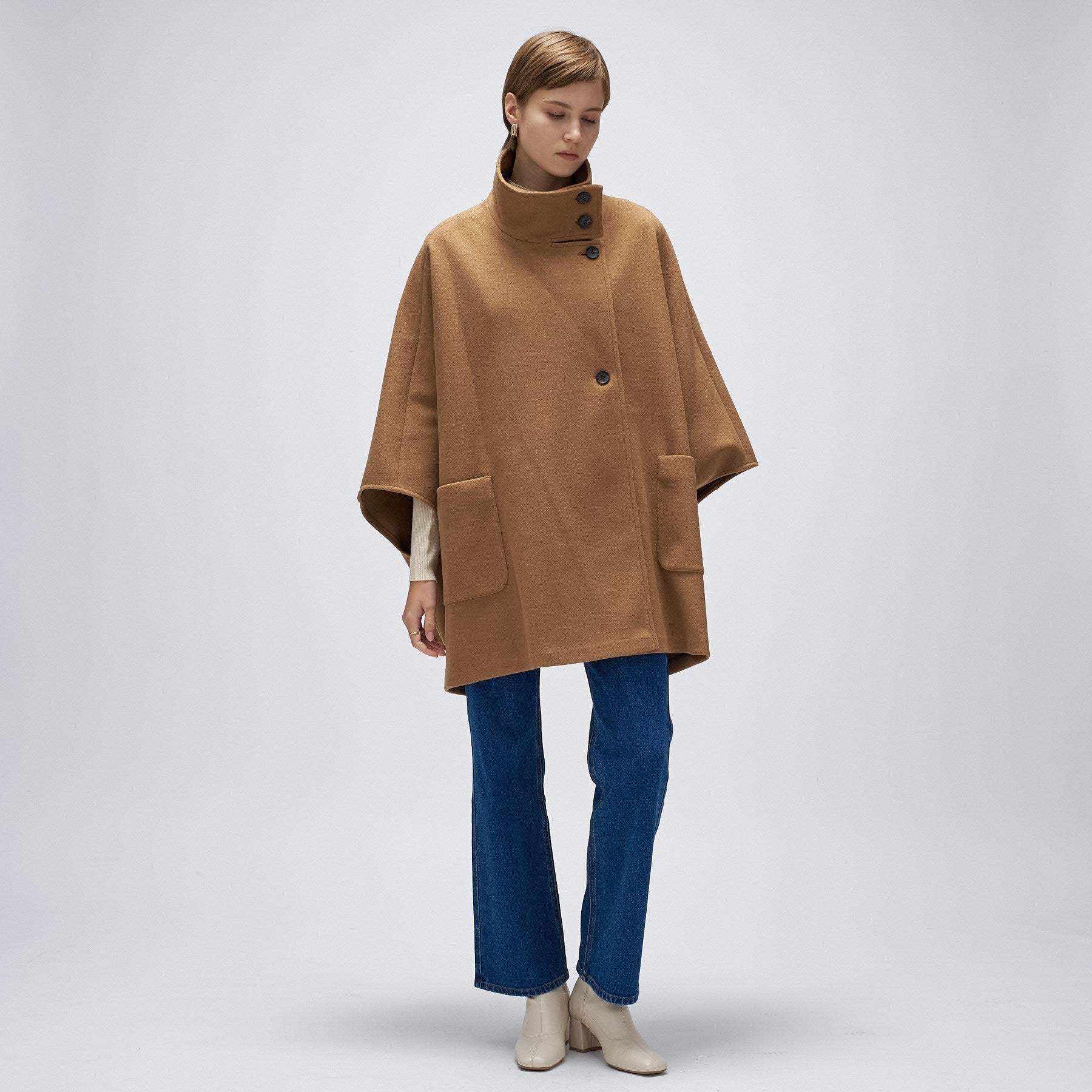 クロエンス cloenc 【手洗い可】メルトンジャージケープコートコート (ネイビー(094)) ネイビー(094)