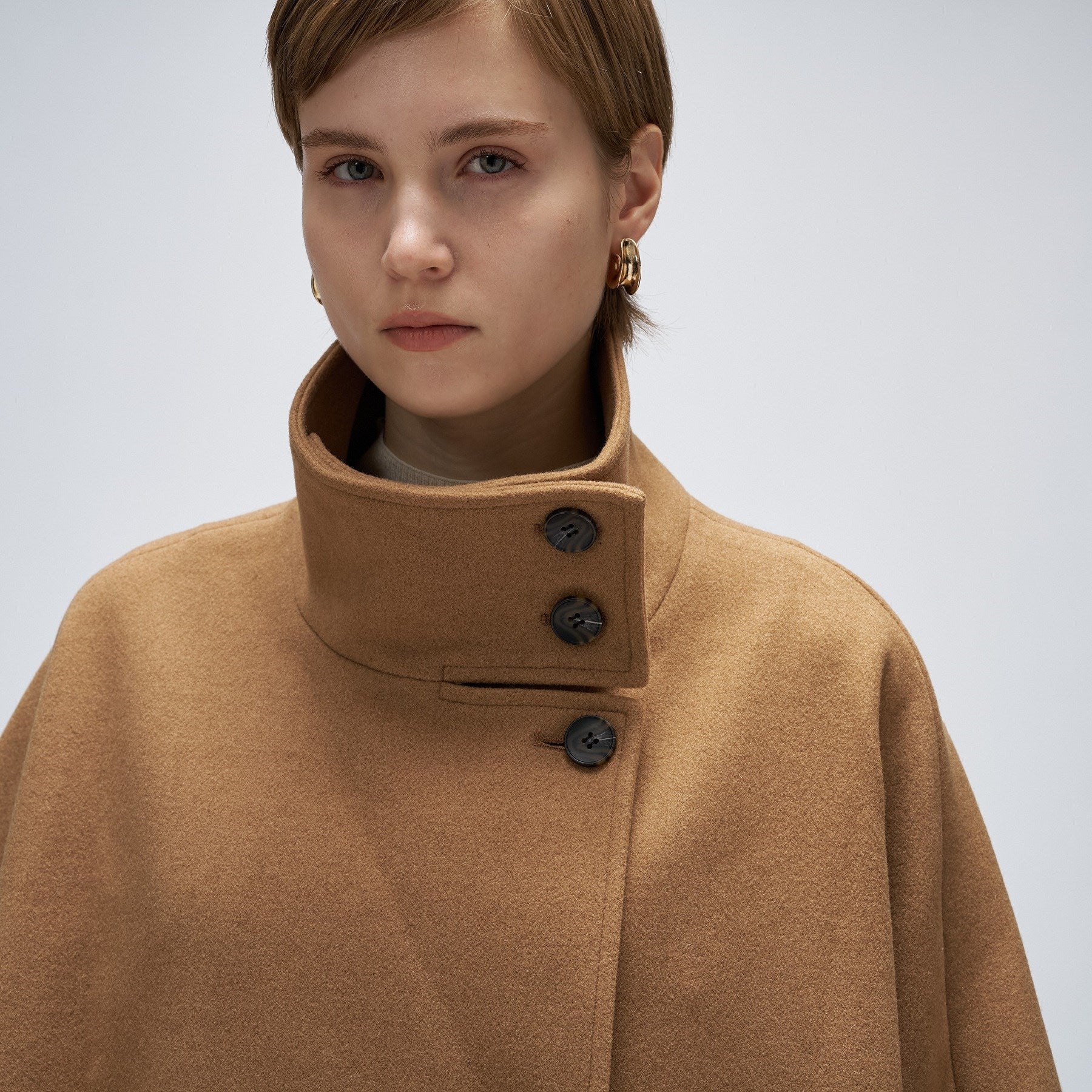 クロエンス cloenc 【手洗い可】メルトンジャージケープコートコート (ネイビー(094)) ネイビー(094)