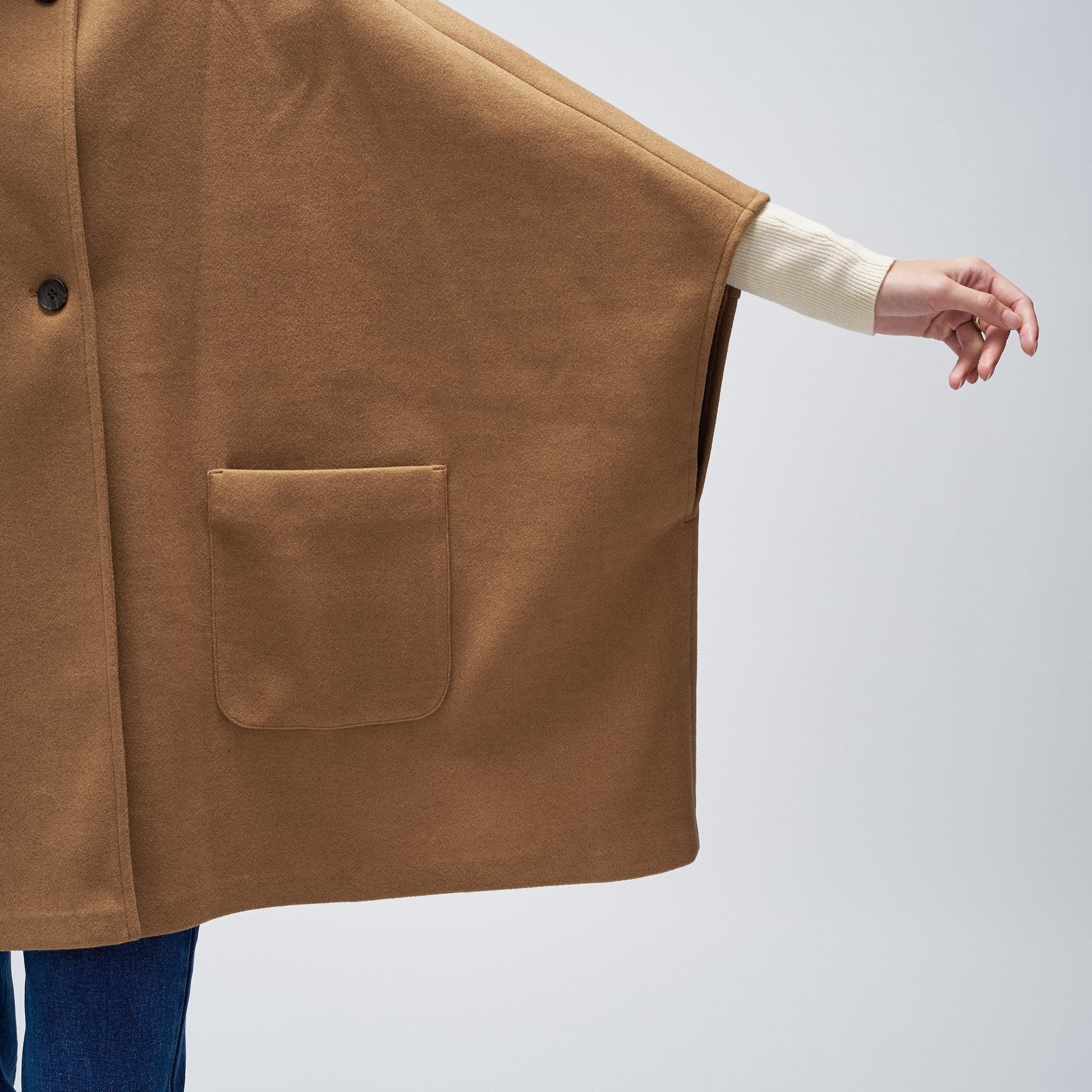 クロエンス cloenc 【手洗い可】メルトンジャージケープコートコート (ネイビー(094)) ネイビー(094)