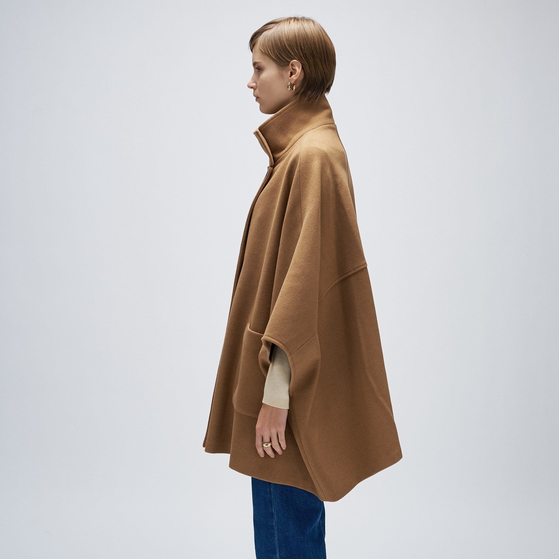 クロエンス cloenc 【手洗い可】メルトンジャージケープコートコート (ネイビー(094)) ネイビー(094)