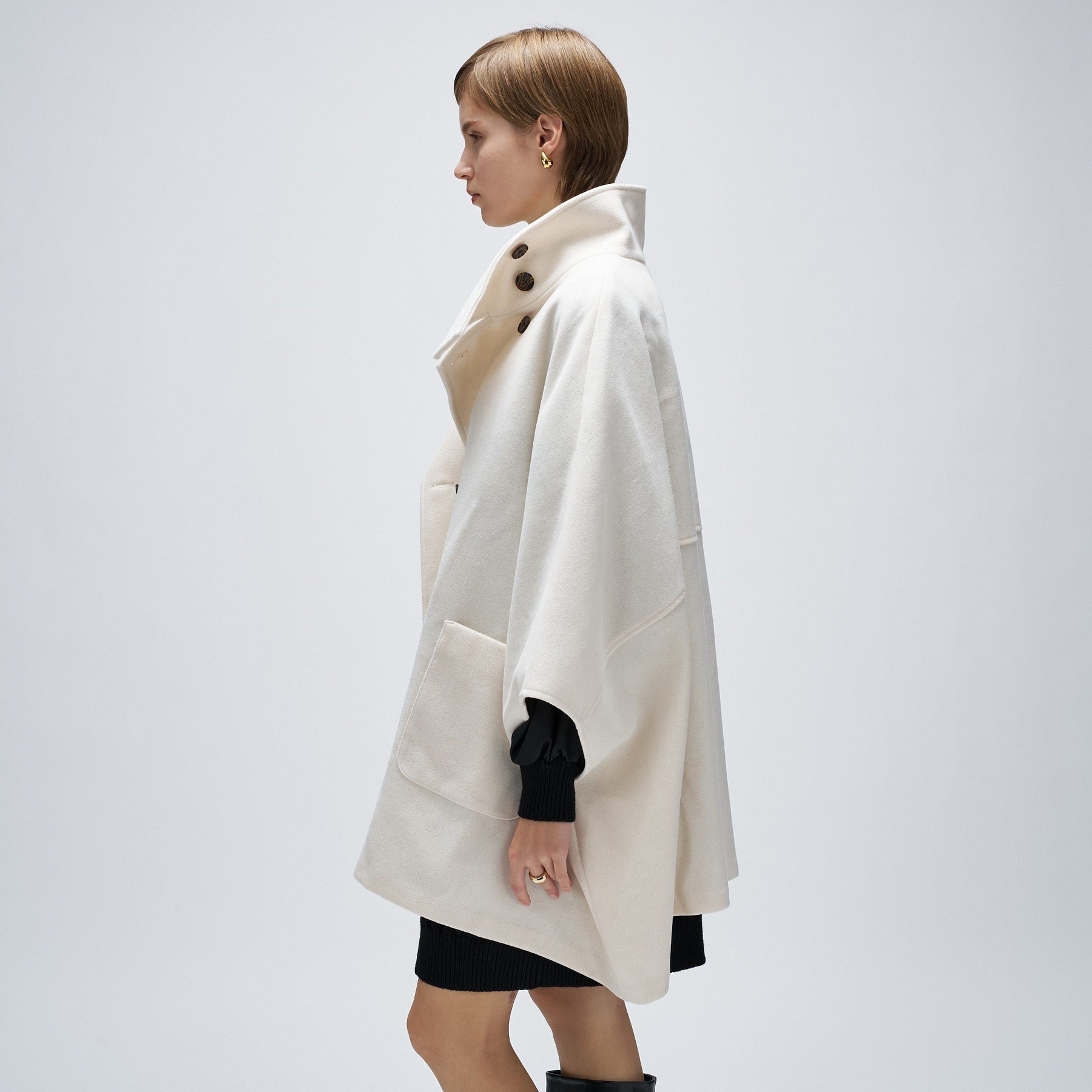 クロエンス cloenc 【手洗い可】メルトンジャージケープコートコート (ネイビー(094)) ネイビー(094)