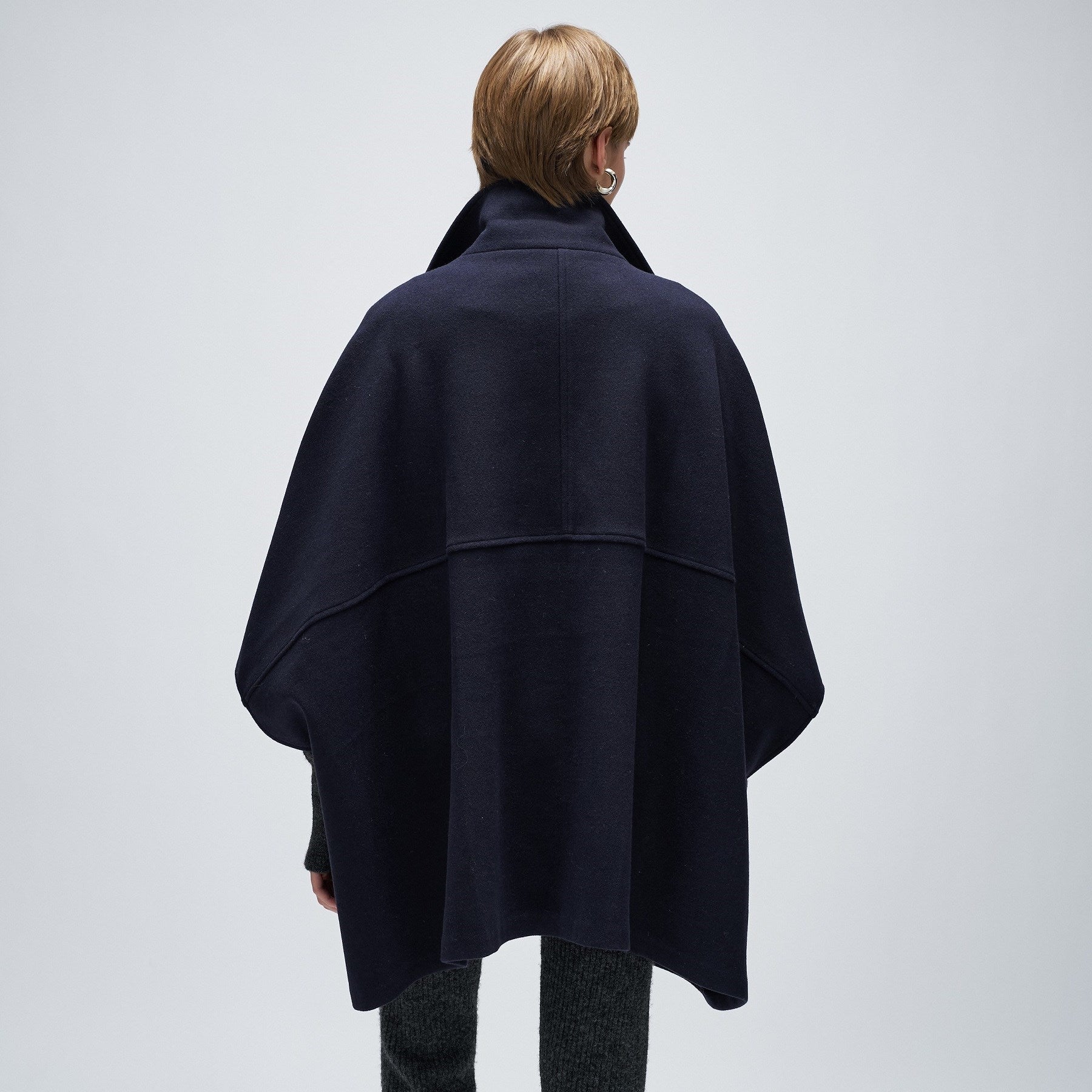 クロエンス cloenc 【手洗い可】メルトンジャージケープコートコート (ネイビー(094)) ネイビー(094)