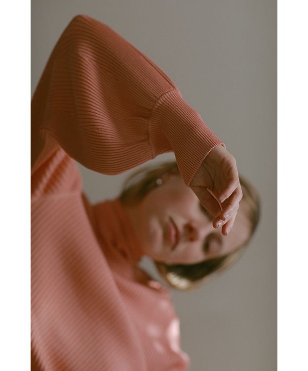 マノフ MANOF TURTLE NECK WIDE SLEEVE RIB KNIT (PINK) PINK