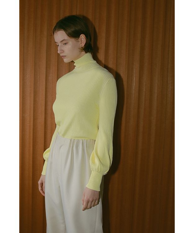 マノフ MANOF TURTLE NECK WIDE SLEEVE RIB KNIT (YELLOW) YELLOW