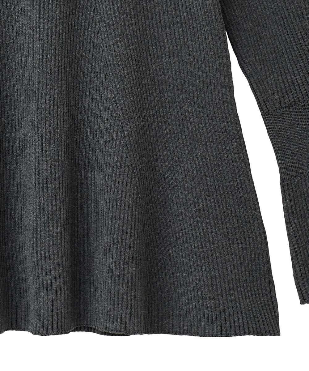 マノフ MANOF FLARE RIB KNIT TOPS (GRAY) GRAY