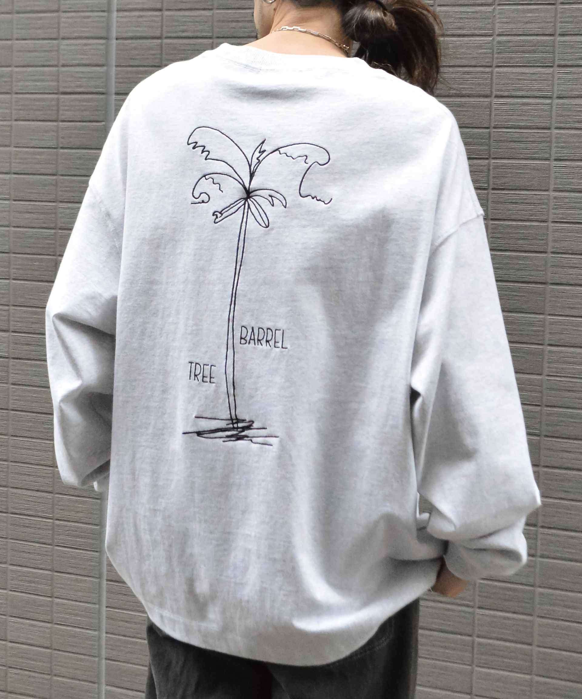 沙尼·史密斯 Sunny Smith 椰子樹圖案 雙面刺繡長袖T恤