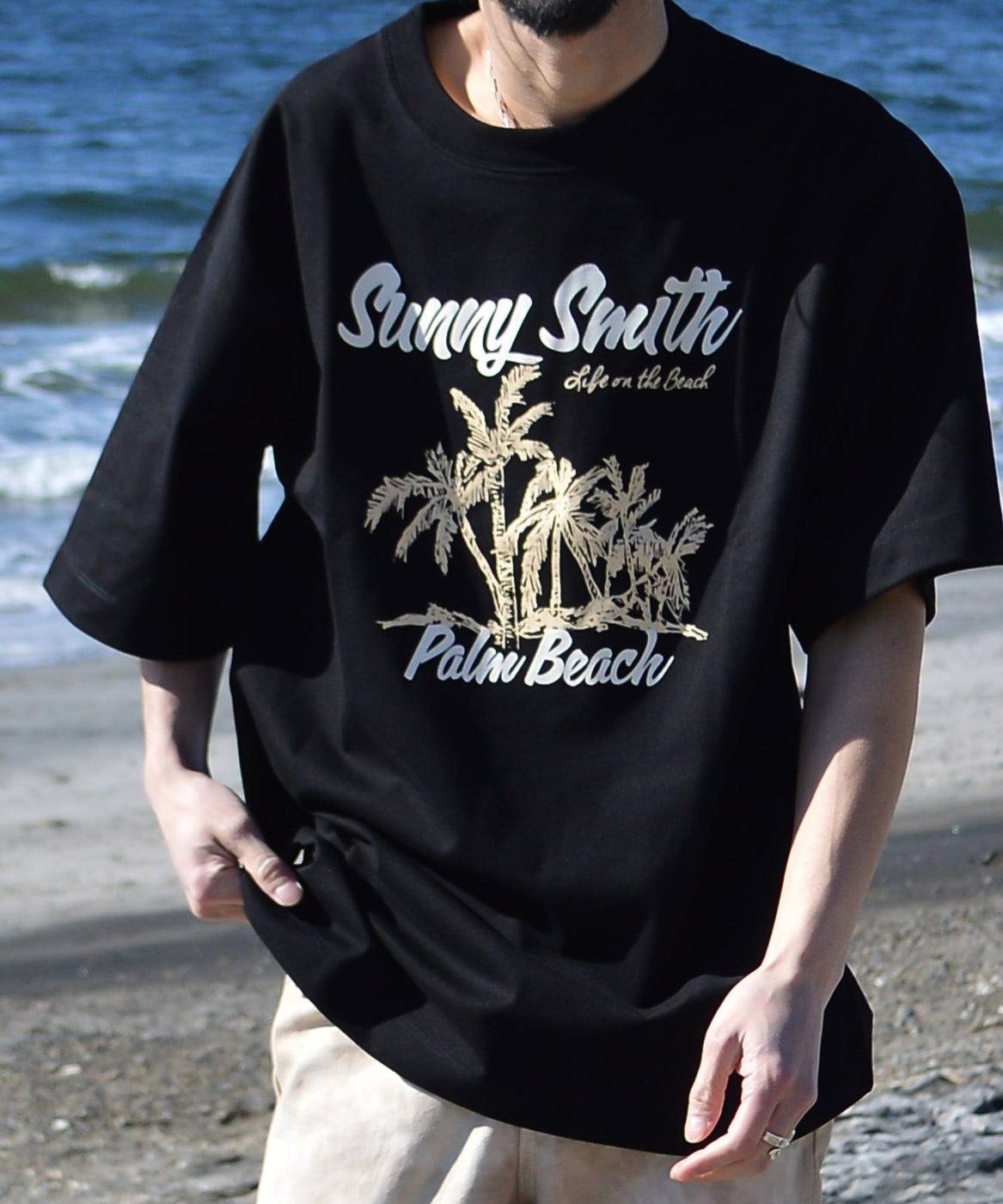 サニースミス Sunny Smith 11.6ウルトラヘビーオンス Heavy SmithPalm Beach プリントTシャツ