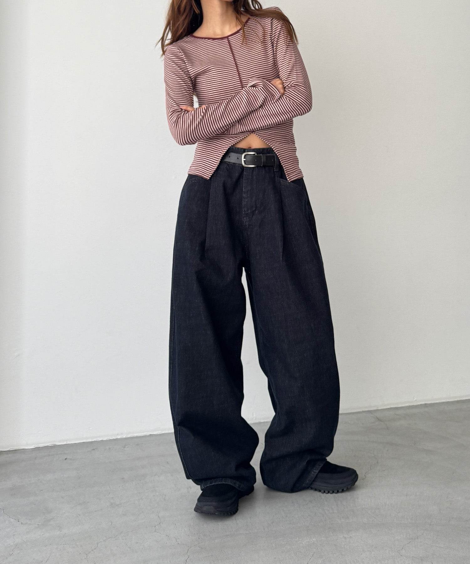 キャナルジーン CANAL JEAN choice_cnl / SEIRTAND タックデニムパンツ (インディゴ) インディゴ