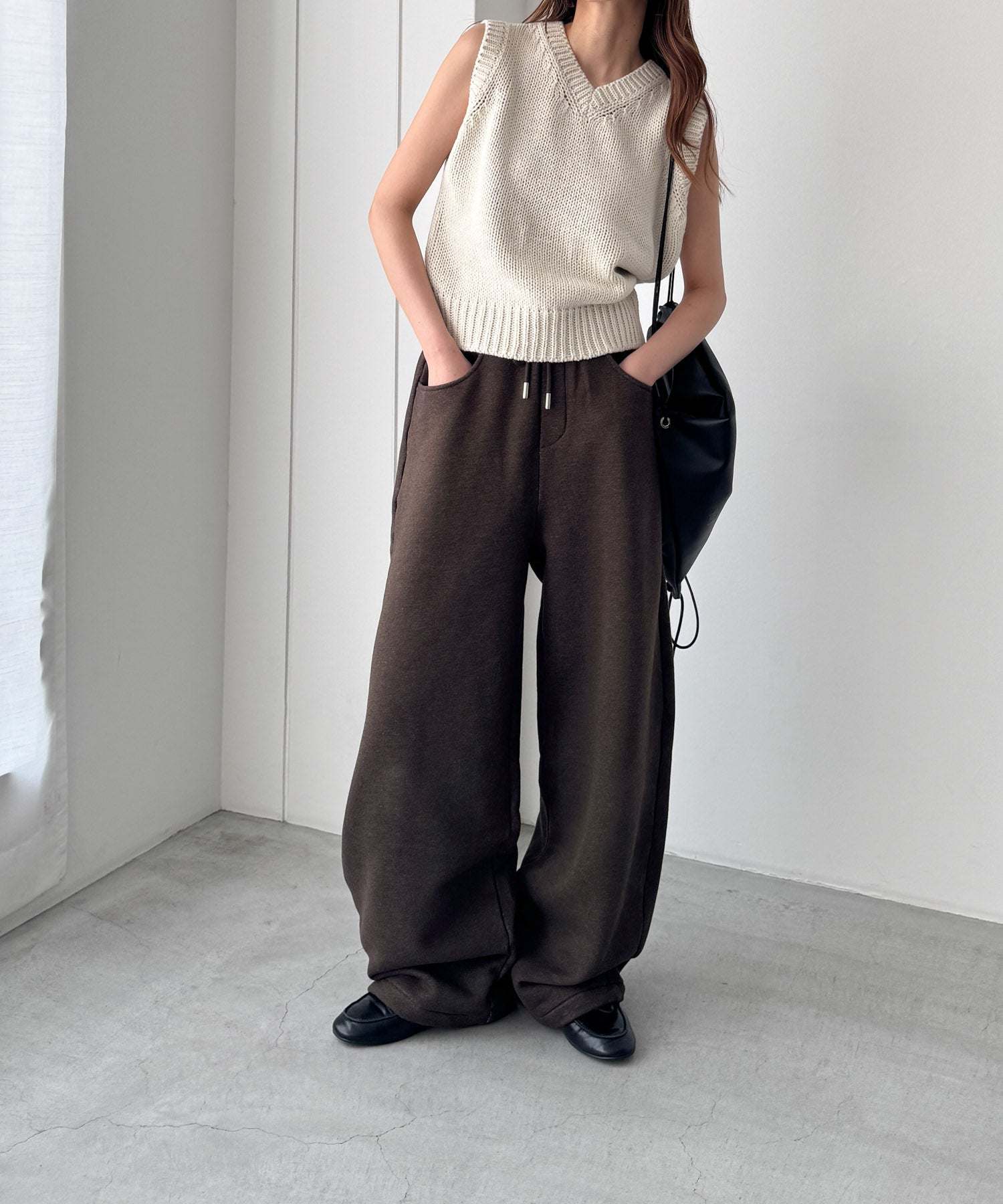 キャナルジーン CANAL JEAN choice_cnl / SEIRTAND スウェットカーブパンツ 裏起毛 (ブラウン) ブラウン