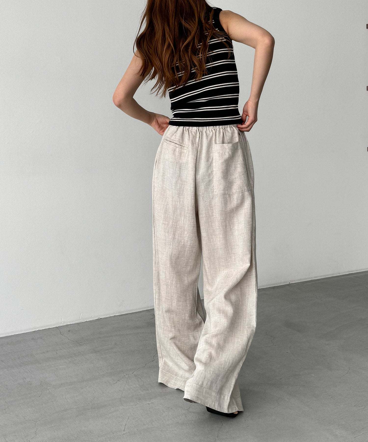 キャナルジーン CANAL JEAN El mar リネンイージーパンツ (ホワイト) ホワイト