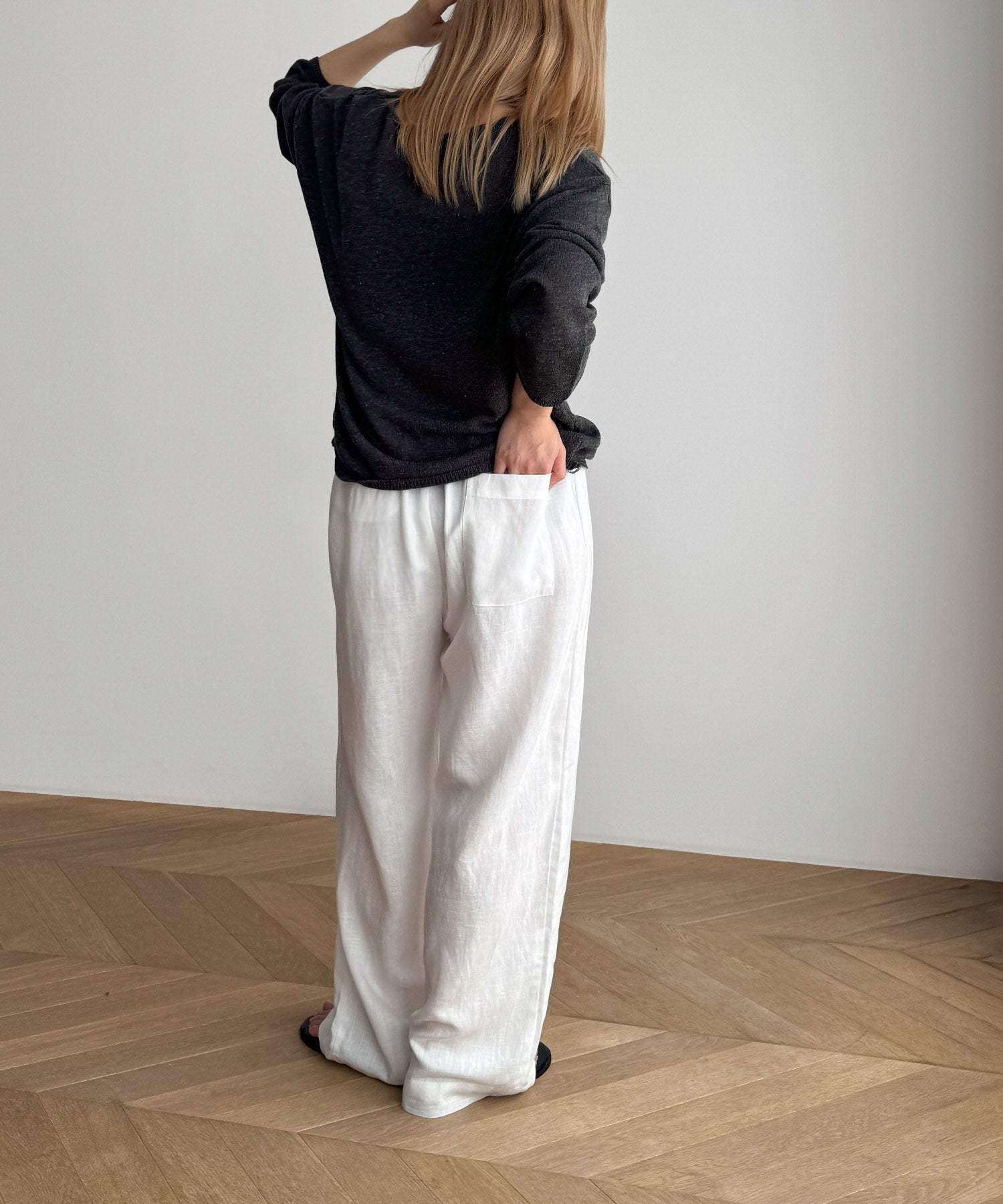 キャナルジーン CANAL JEAN El mar リネンイージーパンツ (ホワイト) ホワイト