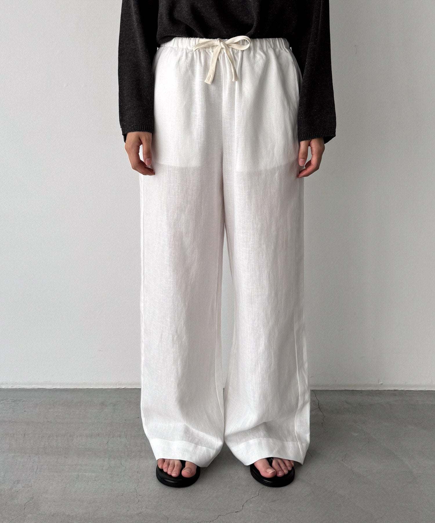 キャナルジーン CANAL JEAN El mar リネンイージーパンツ (ホワイト) ホワイト