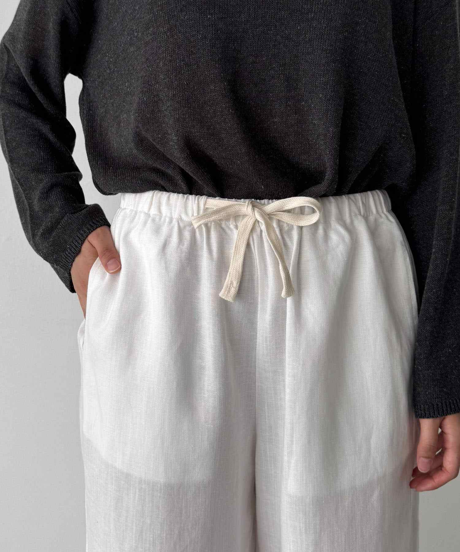 キャナルジーン CANAL JEAN El mar リネンイージーパンツ (ホワイト) ホワイト