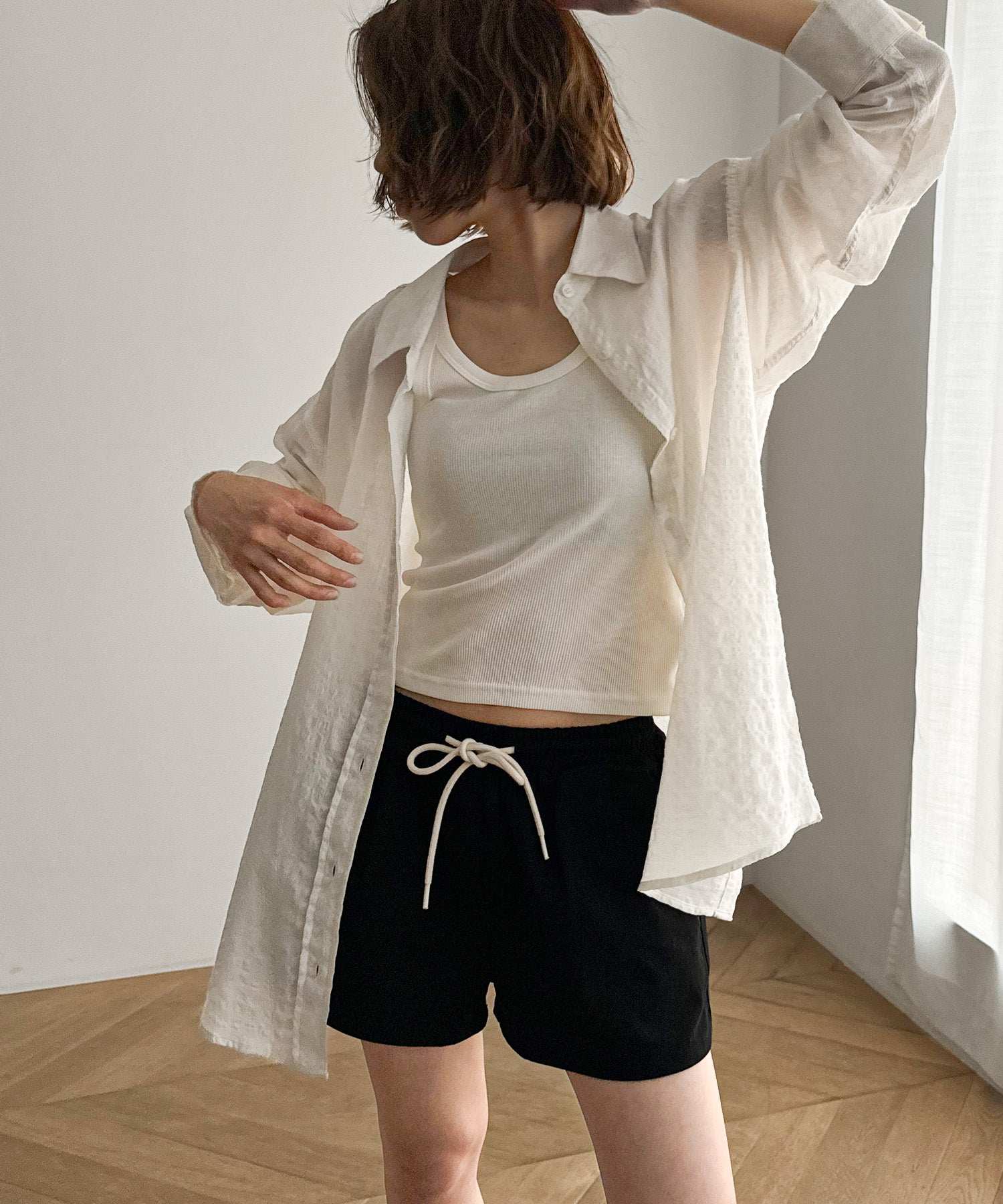 キャナルジーン CANAL JEAN COIN コットンボイルチェックシャツ (パープル) パープル