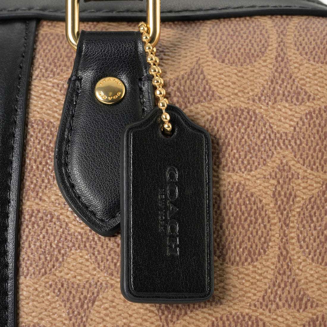 COACH COACH 手提包 簽名 帆布 低安 藍色手提包 CW376 IMQRX TAN/BLACK