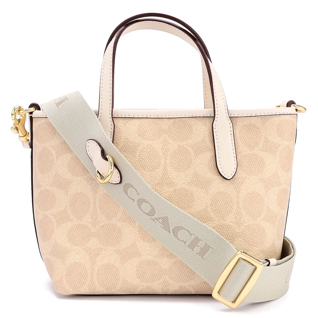 コーチ COACH ショルダーバッグ シグネチャー キャンバス シティ ミニ トート バッグ CW032 IMXDM SAND/CHALK (サンド/チョーク) サンド/チョーク