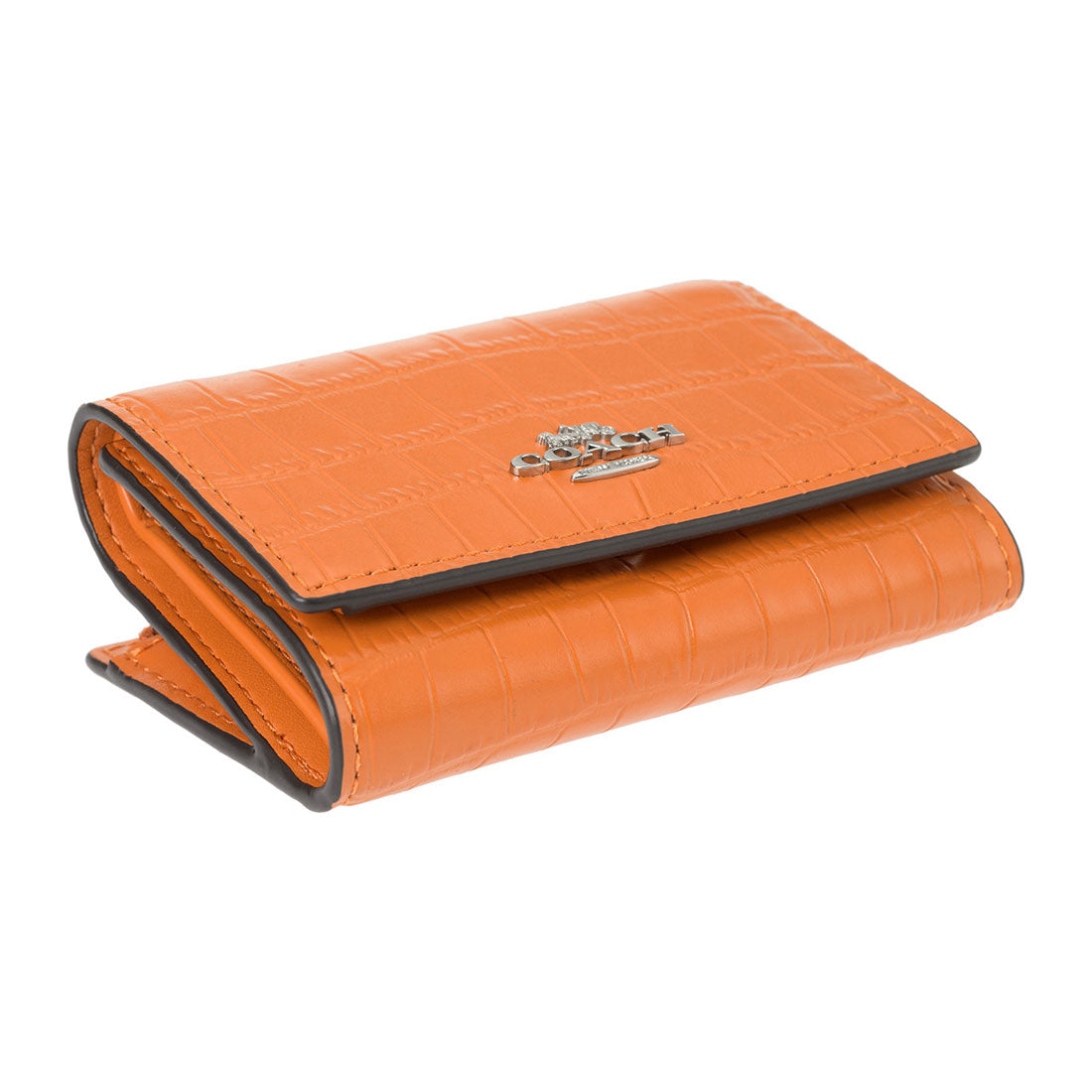 コーチ COACH 3つ折り財布 クロコダイル エンボスド レザー マイクロ ウォレット Micro Wallet CU914 SVS5B WASHED ORANGE (ウォッシュドオレンジ) ウォッシュドオレンジ