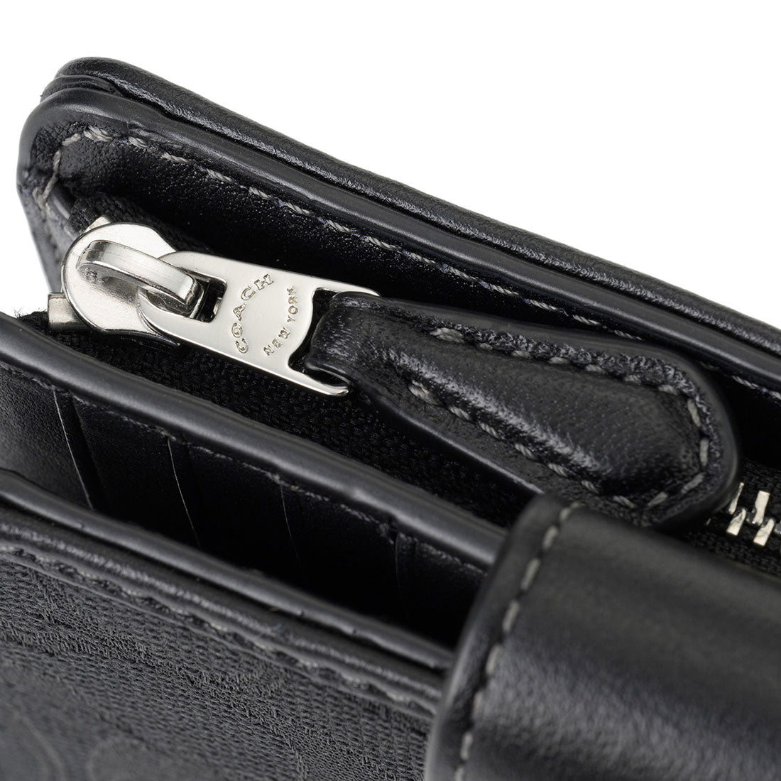 コーチ COACH 2つ折り財布 シグネチャー ジャカード ミディアム コーナー ジップ ウォレット CU402 SBKBK BLACK