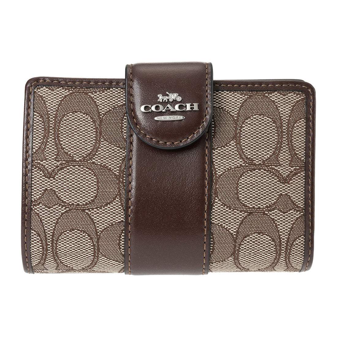 コーチ COACH 2つ折り財布 シグネチャー ジャカード ミディアム コーナー ジップ ウォレット・シグネチャー ジャカード CU987 SVS8S OAK/MAPLE