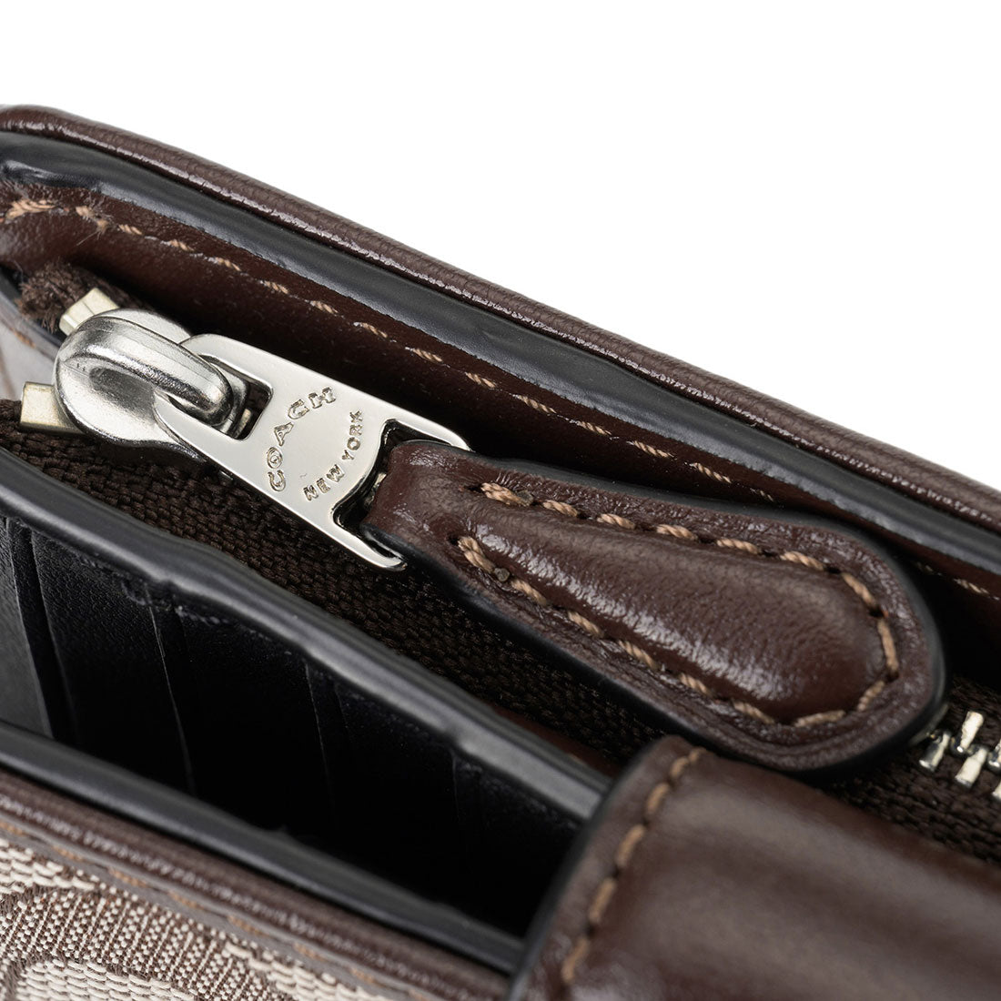 コーチ COACH 2つ折り財布 シグネチャー ジャカード ミディアム コーナー ジップ ウォレット・シグネチャー ジャカード CU987 SVS8S OAK/MAPLE